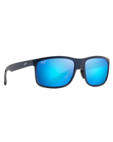 The Maui Jim Huelo Polarised Rectangular Sunglasses in Matte Blue & Blue Hawaii