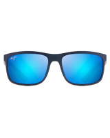 The Maui Jim Huelo Polarised Rectangular Sunglasses in Matte Blue & Blue Hawaii