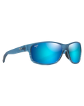 The Maui Jim Kaiwi Channel Polarised Wrap Sunglasses in Blue Black Stripe & Blue Hawaii