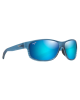 The Maui Jim Kaiwi Channel Polarised Wrap Sunglasses in Blue Black Stripe & Blue Hawaii