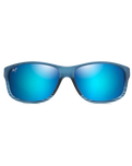 The Maui Jim Kaiwi Channel Polarised Wrap Sunglasses in Blue Black Stripe & Blue Hawaii