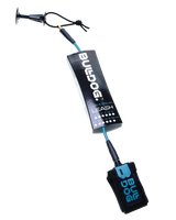 The Bulldog Wrist Coil Bodyboard Leash in Black & Petrol Blue