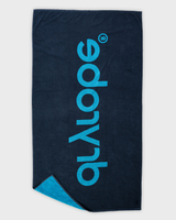 Organic Beach Towel in Blue & Charcoal Grey