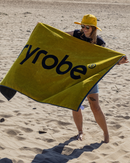 Organic Beach Towel in Yellow & Charcoal Grey