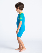 The C-Skins Boys C-Kid Baby Shorty Wetsuit in Cyan, Green & Aurora Yellow