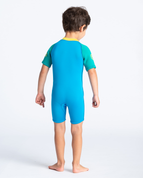 The C-Skins Boys C-Kid Baby Shorty Wetsuit in Cyan, Green & Aurora Yellow