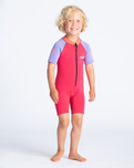 The C-Skins Girls C-Kid Baby Shorty Wetsuit in Coral, Lilac & Bright Coral