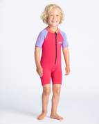 The C-Skins Girls C-Kid Baby Shorty Wetsuit in Coral, Lilac & Bright Coral