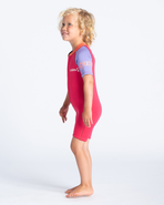 The C-Skins Girls C-Kid Baby Shorty Wetsuit in Coral, Lilac & Bright Coral