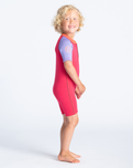 The C-Skins Girls C-Kid Baby Shorty Wetsuit in Coral, Lilac & Bright Coral