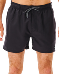 The Rip Curl Mens Offset Volley Shorts in Black