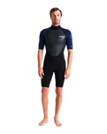 The C-Skins Mens Element 3/2mm Back Zip Shorty Wetsuit in Black, Slate & Cyan