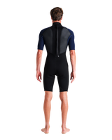 The C-Skins Mens Element 3/2mm Back Zip Shorty Wetsuit in Black, Slate & Cyan