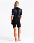 The C-Skins Womens Element 3/2mm Back Zip Shorty Wetsuit in Black, Slate & Azure Blue