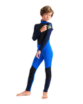 The C-Skins Boys Element 3/2mm Back Zip Wetsuit in Cyan, Slate & Multi