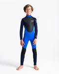 Boys Element 3/2mm Back Zip Wetsuit in Cyan, Slate & Multi