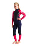 The C-Skins Girls Element 3/2mm Back Zip Wetsuit in Slate, Coral & Multi