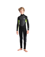 Boys Element 3/2mm Back Zip Wetsuit in Black, Lime & Multi