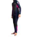 Girls Element 3/2mm Back Zip Wetsuit (2022) in Slate Navy, Magenta & Multi