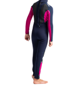 Girls Element 3/2mm Back Zip Wetsuit (2022) in Slate Navy, Magenta & Multi