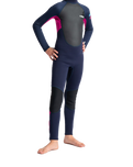 Girls Element 3/2mm Back Zip Wetsuit (2022) in Slate Navy, Magenta & Multi