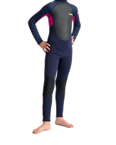 Girls Element 3/2mm Back Zip Wetsuit (2022) in Slate Navy, Magenta & Multi