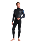 The C-Skins Mens Element 3/2mm Back Zip Wetsuit in Black, Anthracite & Cyan