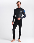 The C-Skins Mens Element 3/2mm Back Zip Wetsuit (2022) in Black, Anthracite & Cyan