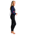 The C-Skins Womens Element 3/2mm Back Zip Wetsuit in Black, Slate & Coral