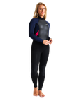 The C-Skins Womens Element 3/2mm Back Zip Wetsuit in Black, Slate & Coral