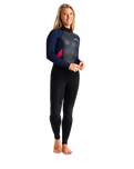 The C-Skins Womens Element 3/2mm Back Zip Wetsuit in Black, Slate & Coral