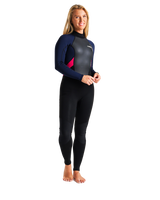 The C-Skins Womens Element 3/2mm Back Zip Wetsuit in Black, Slate & Coral