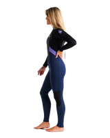 The C-Skins Womens Element 3/2mm Back Zip Wetsuit in Bluestone, Lilac & Black