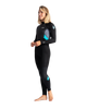 The C-Skins Womens Element 3/2mm Back Zip Wetsuit in Raven Black, Black Tie Dye & Cyan