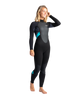 The C-Skins Womens Element 3/2mm Back Zip Wetsuit in Raven Black, Black Tie Dye & Cyan