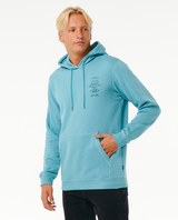 The Rip Curl Mens Search Icon Hoodie in Dusty Blue