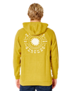 The Rip Curl Mens SWC Sun Hoodie in Vintage Yellow