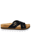 Cushion Bloom Hi Sandals in Black & Tan