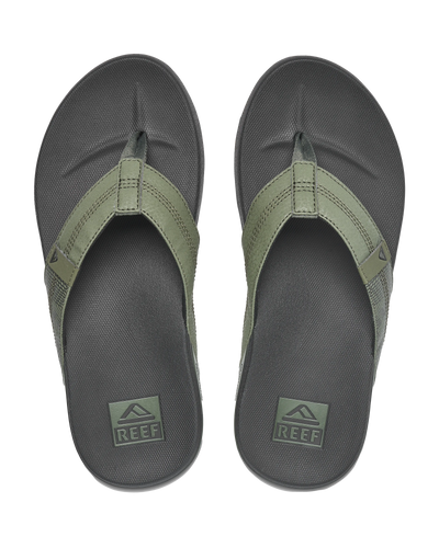 The Reef Mens Cushion Phantom Flip Flops in Geo Olive