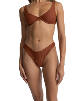 The Rhythm Womens Classic Hi Cut Bikini Bottoms in Rust