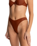 The Rhythm Womens Classic Hi Cut Bikini Bottoms in Rust