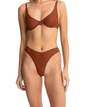 The Rhythm Womens Classic Hi Cut Bikini Bottoms in Rust