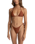 The Rhythm Womens Classic Slide Triangle Bikini Top in Rust