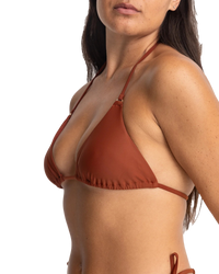 The Rhythm Womens Classic Slide Triangle Bikini Top in Rust