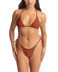 The Rhythm Womens Classic Slide Triangle Bikini Top in Rust