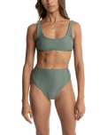 The Rhythm Womens Classic Crop Bikini Top in Olive