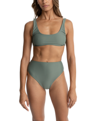 The Rhythm Womens Classic Crop Bikini Top in Olive