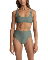 The Rhythm Womens Classic Crop Bikini Top in Olive