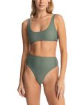 The Rhythm Womens Classic Crop Bikini Top in Olive