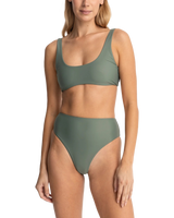 The Rhythm Womens Classic Crop Bikini Top in Olive